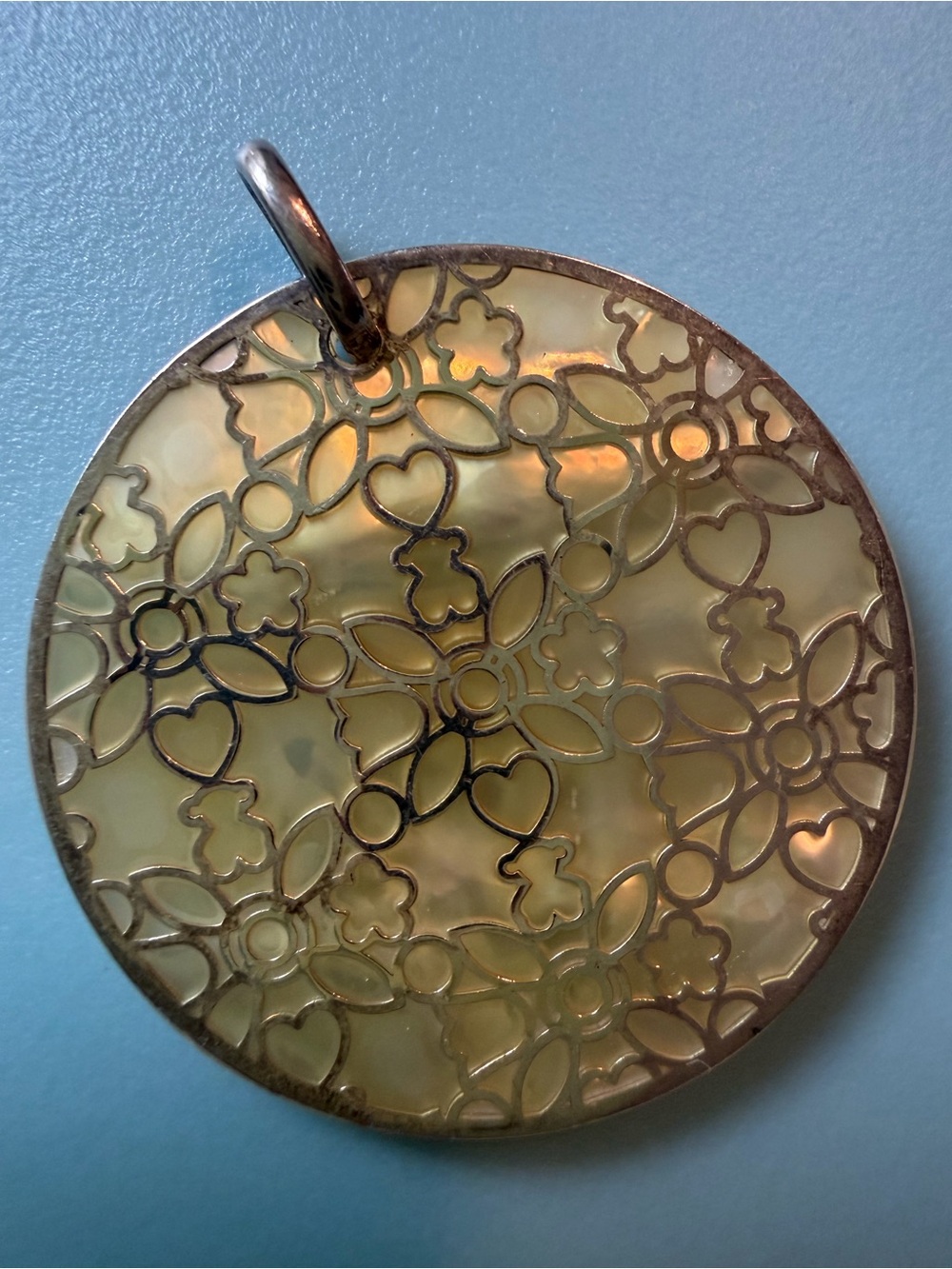 Tous Floral Filigree Mother-of-Pearl Round Pendant (Large Size)
